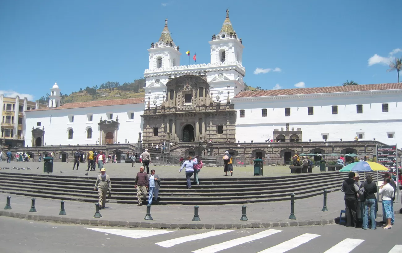 Old town teems with Colonial architecture, such as this plaza visited on an Ecuador tour