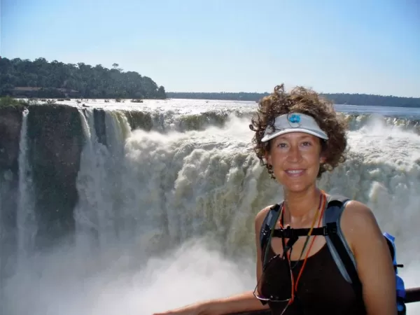 Standing in front of the powerful Iguazu Falls