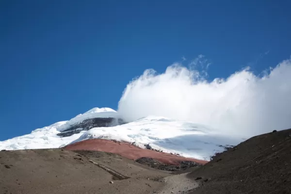 looking up onto Cotopaxi\'s summit