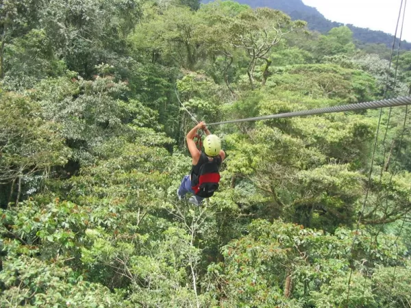 Traveler zipline tour during Costa Rica trip