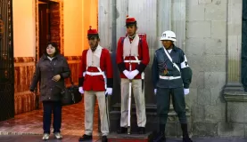 Guards outside the Presidential Palace in La Paz