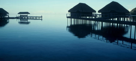 Cabanas silhouette  on a Bora Bora cruise