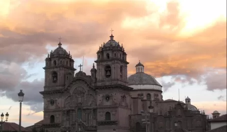 Sunset at the Plaza de Armas in Cusco.