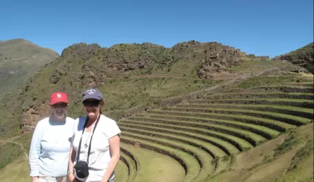 The terraces at Pisac.  You can see the graineries at the top.  