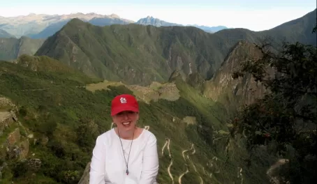 Andrea at the Sun Gate above Machu Picchu.  What a gorgeous view!