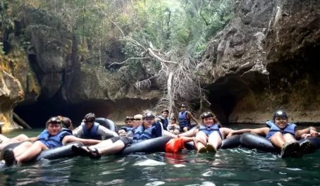 The beginning of our cave-tubing experience!