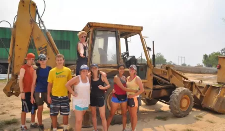 Construction Crew! We pounded dirt and moved rocks for five hours.