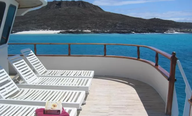 Enjoy the warm Galapagos sun on the Sun Deck