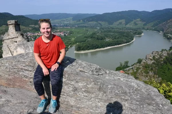 Dürnstein Castle with the Danube in the back, Austria
