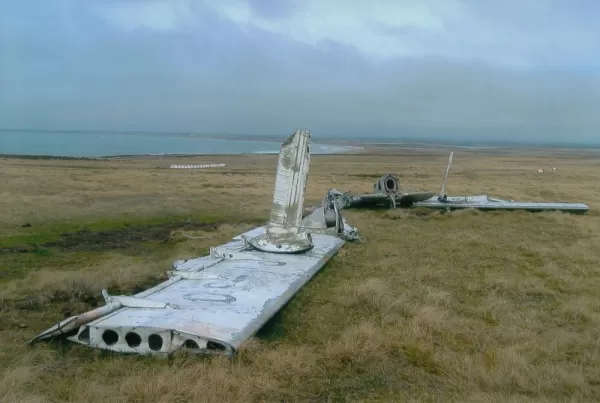 remains of Argentine plane by British-1982 Pebble Island