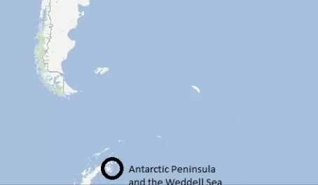 Map of Weddell Sea and Antarctica