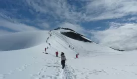 Hiking to the summit.