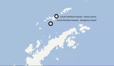 Map of Deception Island and Aitcho Island