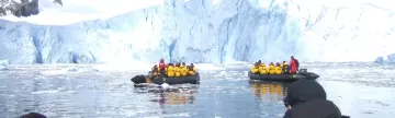 Zodiacs during Antarctic tour in Paradise Bay