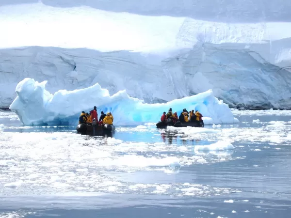 Icebergs and sunshine during Antarctic cruise