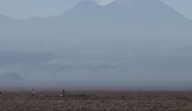 Active volcano in distance