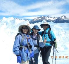 Carol, Katherine, and Janet at Perito Moreno Glacier