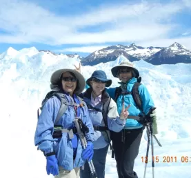 Carol, Katherine, and Janet at Perito Moreno Glacier