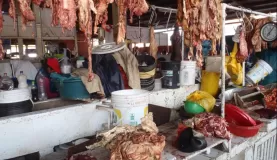Meat market in Cusco complete with cow snout