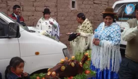 Wedding ceremony on the road to Puno