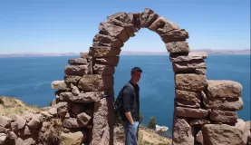 Archway looking out on Lake Titicaca