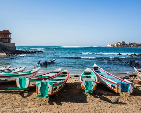Fishing boats in Ngor Dakar, Senegal.