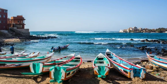 Fishing boats in Ngor Dakar, Senegal.