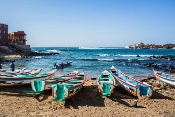 Fishing boats in Ngor Dakar, Senegal.