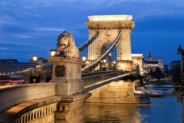 Famous Chain Bridge, linking historic Buda and modern Pest