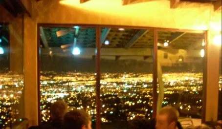 Overlooking the city at dinner