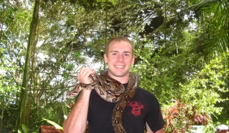 With a large snake