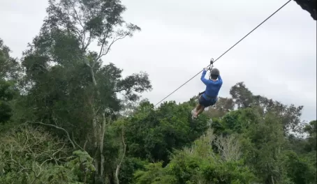 Ziplining above the forest canopy at Iguazu Falls
