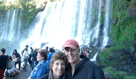 Together in front of the falls