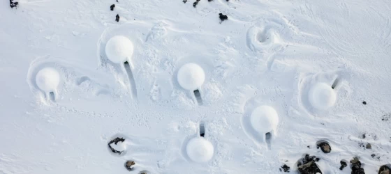 Igloo Lodges near Ilulissat from above