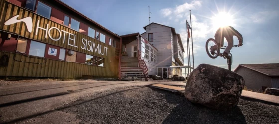 Trial biking with Petr Kraus by Hotel Sisimiut in Greenland