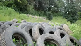donated tires for the wall