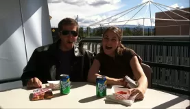 Monika and Jens enjoy some good baseball food
