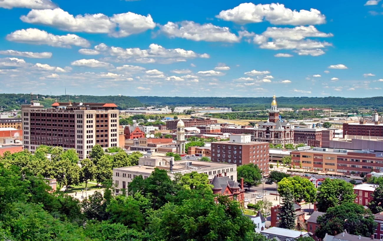 Aerial view of the city of Dubuque, Iowa, United States