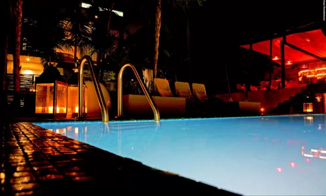 Pool view by night