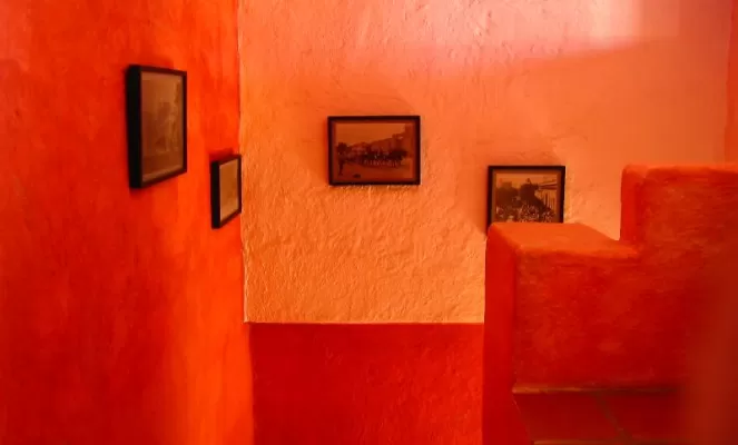 Ancient walls are washed in natural pigment paint
