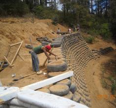 carefully leveling the wall