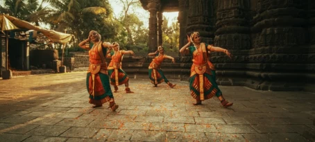 Indian Dancers Performing in an Ancient Temple