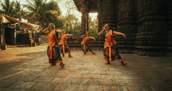 Indian Dancers Performing in an Ancient Temple