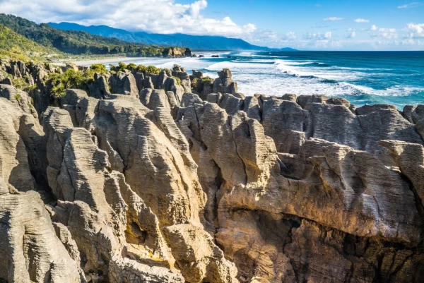 Pancake rocks near Kaikoura on the South island of New Zealand