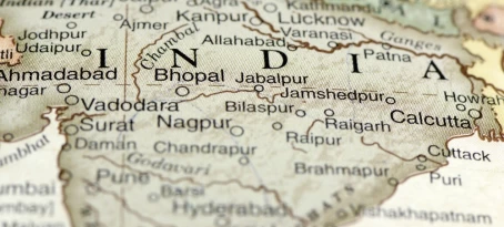 A macro photograph of India