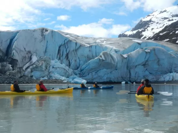 Kayaking close to glaciers