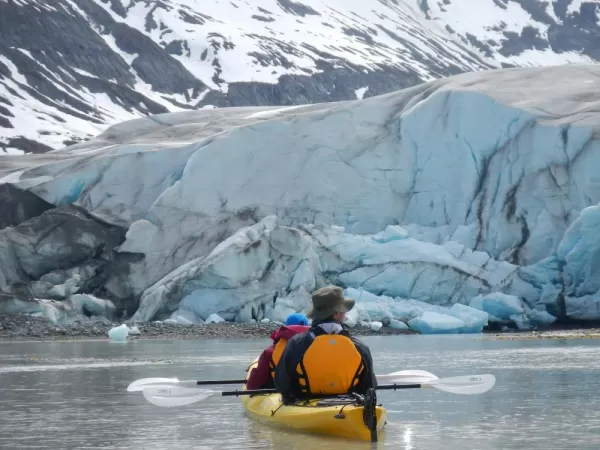 Kayaking near the glaciers in Alaska 