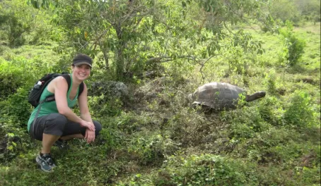 Hiking in search of giant tortoises.