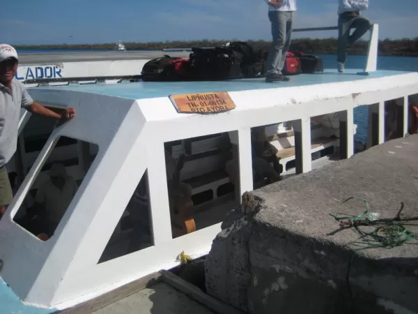 Catching the ferry to Baltra