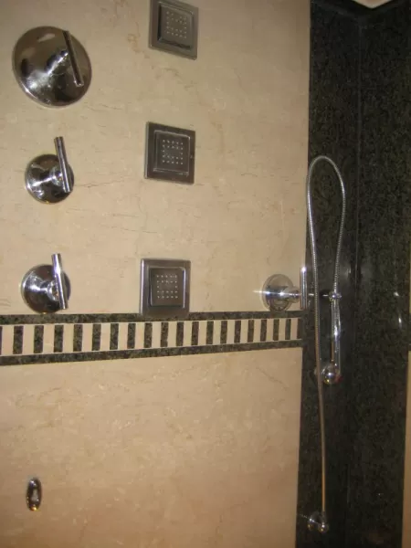 Amazing shower!!!  (there were 3 more shower heads on the ceiling)